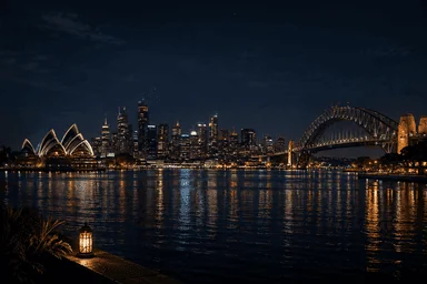 Sydney Harbour skyline at night for gay sugar dating Sydney
